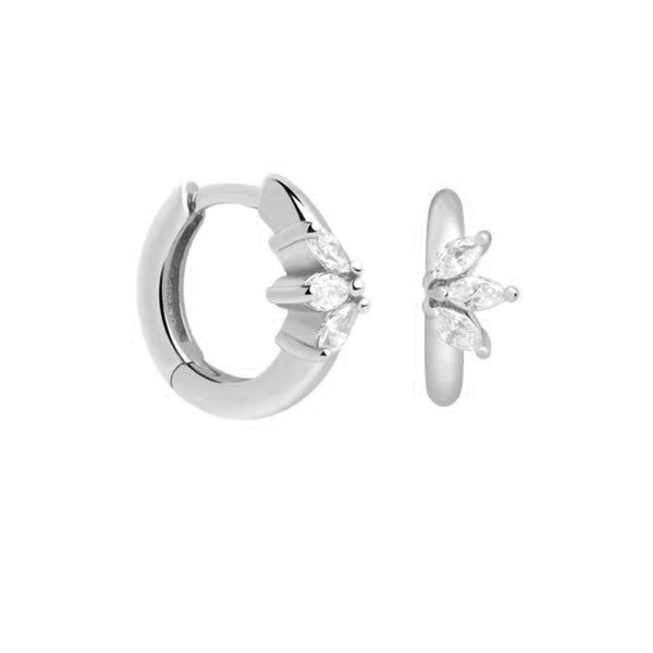 FE1416 925 Sterling Silver Fan Gold Hoop Earrings