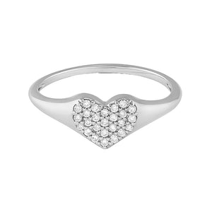 FJ0830 925 Sterling Silver Pave CZ Heart Signet Ring For Women