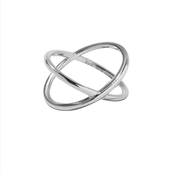FJ0768 925 Sterling Silver High Polish Crossover Ring