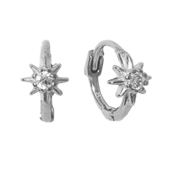 FE0883 925 Sterling Silver Sun Huggie Earrings