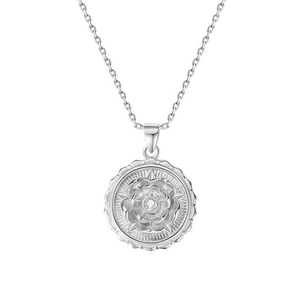 FX0839 925 Sterling Silver Tudor rose Necklace Pendant