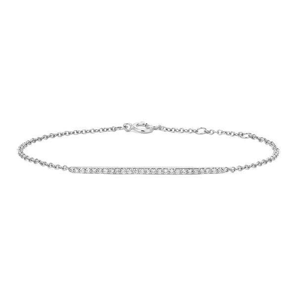 FS0219 925 Sterling Silver Pave Zircon Bar Bracelet