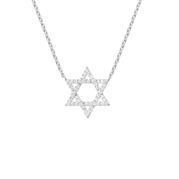 FX0635 925 Sterling Silver Zircon Starburst Pendant Necklace