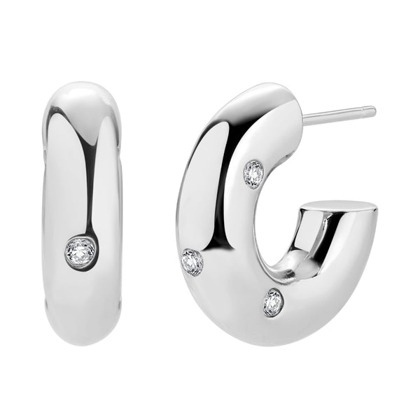 FE0685 925 Sterling Silver Thick Hoop Earrings