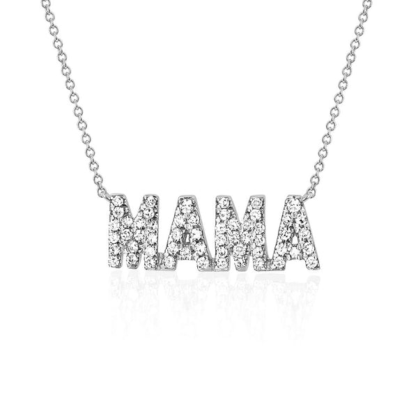 FX0476 925 Sterling Silver Zircom Mama Necklace