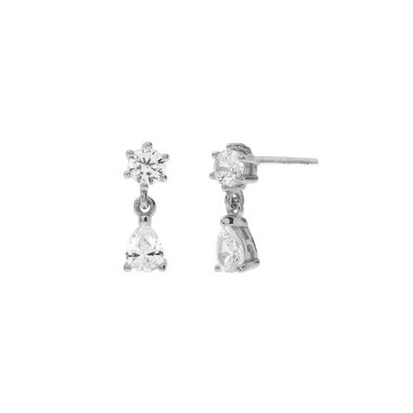 FE1086 925 Sterling Silver Teardrop Zircon Stud Earrings