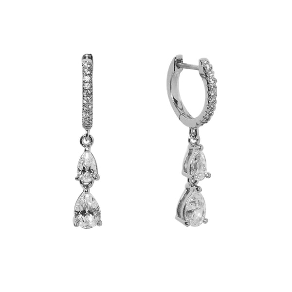 FE1734 925 Sterling Silver Cubic Zirconia Pendant Hoop Earring