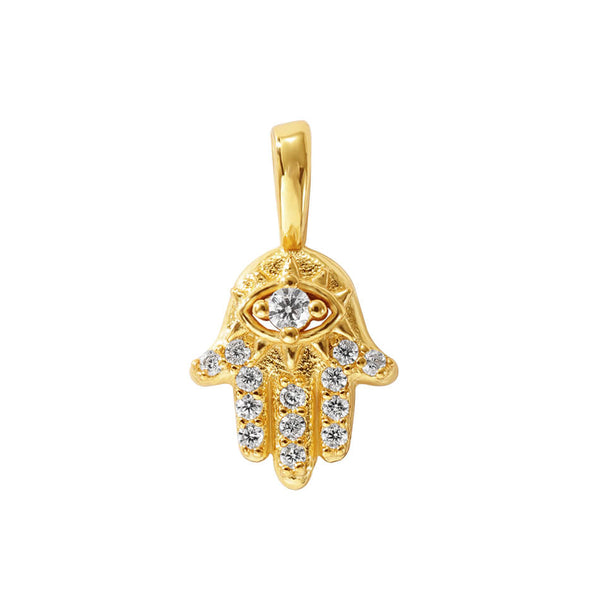 VFD0258 Dianty Hamsa Hand Necklace Charm Pendant With Cubic Zirconia