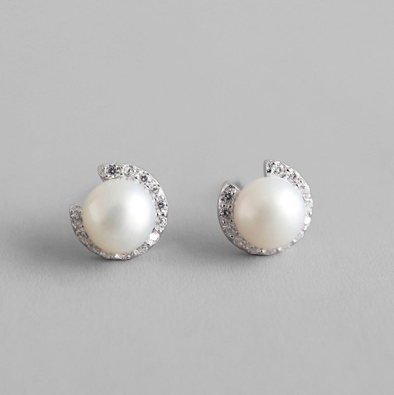 RHE1305 925 Sterling Silver Freshwater Pearl Stud Earrings