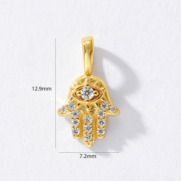 VFD0258 Dianty Hamsa Hand Necklace Charm Pendant With Cubic Zirconia