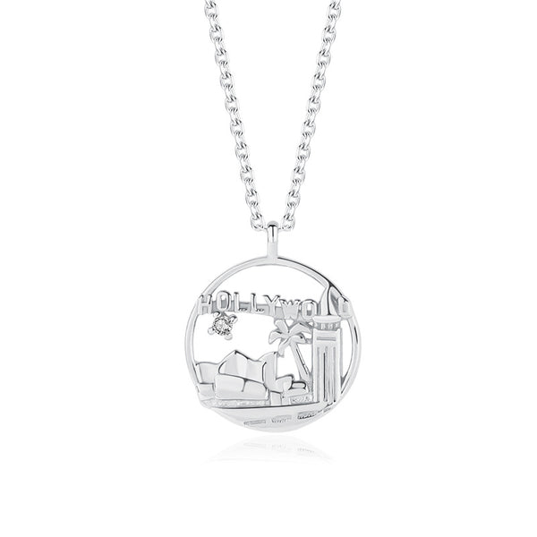 FX1094 - FX1100 925 Sterling Silver Famous City Building Logo Pendant Necklace
