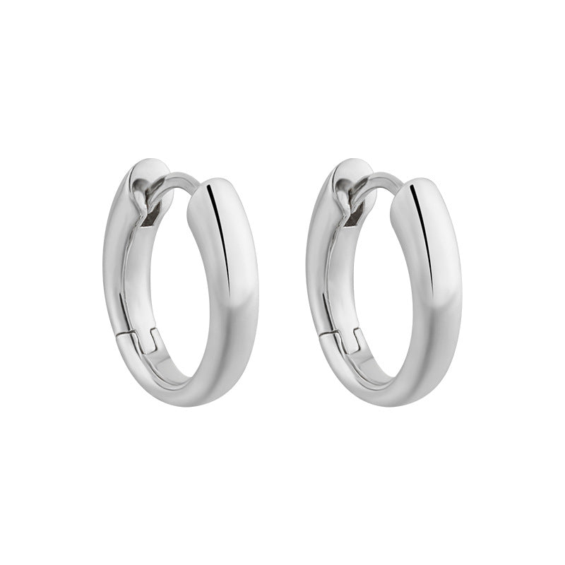 RHE1332 925 Sterling Silver Classic Geometric Hoop Earrings