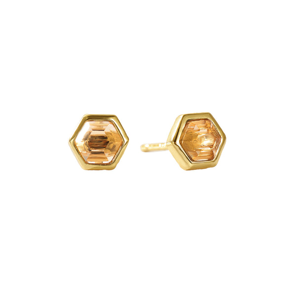 VFE0238 Birthstone Hexagon Natural Stone Stud Earrings