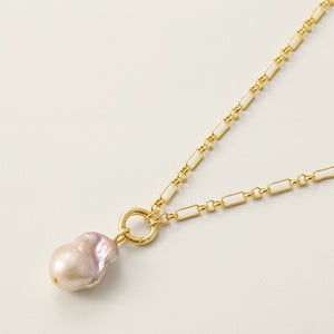 PN0142 925 Sterling Silver Baroque Pearl Chain Necklace