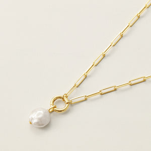 PN0148 925 Sterling Silver Baroque Pearl Box Chain Necklace