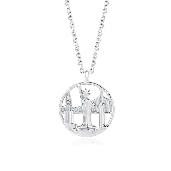 FX1094 - FX1100 925 Sterling Silver Famous City Building Logo Pendant Necklace