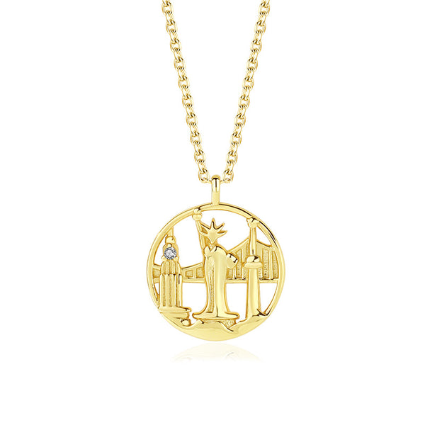 FX1094 - FX1100 925 Sterling Silver Famous City Building Logo Pendant Necklace