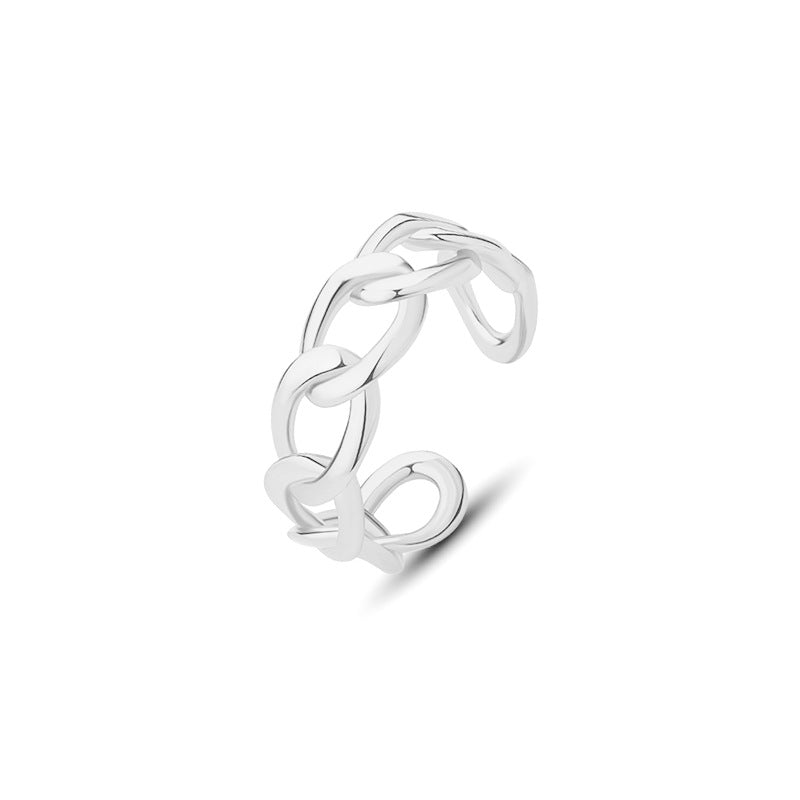 FJ1086 925 Sterling Silver Open Size Chain Link Ring