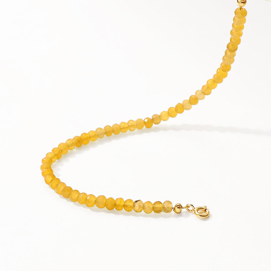 PB0128 925 Sterling Silver Yellow Jade Charm Beaded Bracelets