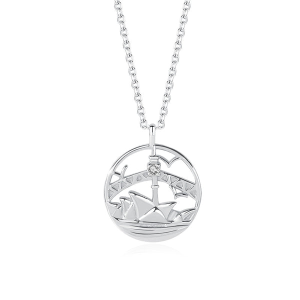 FX1094 - FX1100 925 Sterling Silver Famous City Building Logo Pendant Necklace