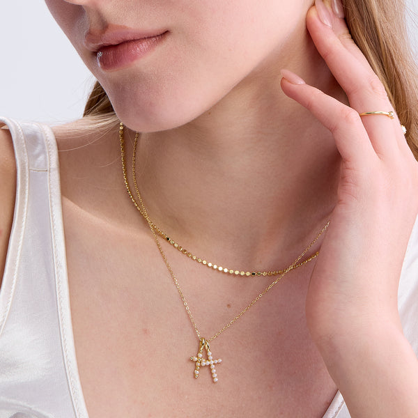 VFD0936 Pearl Cross Charm