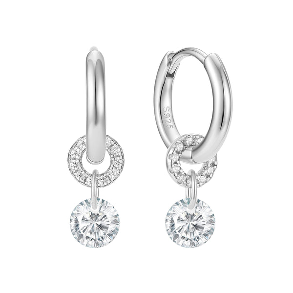 VFE1087 Round CZ Pave Hoop Earrings
