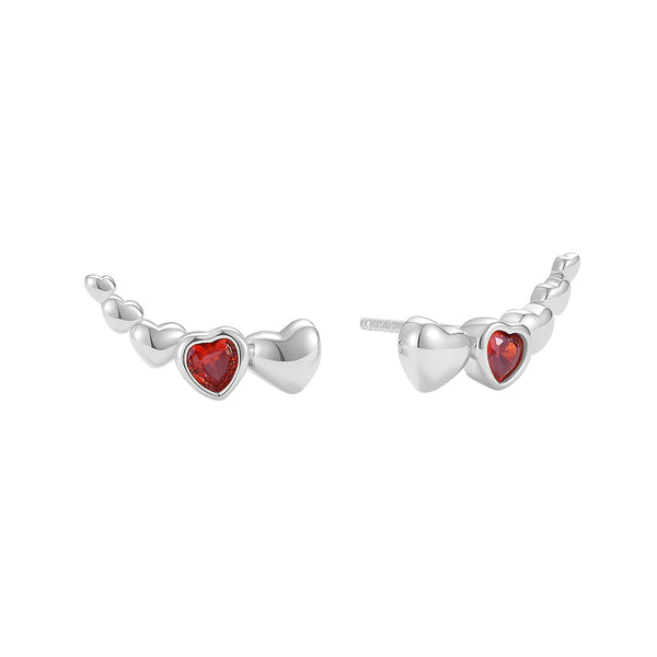 VFE0823 Red Heart Climber Stud Earring