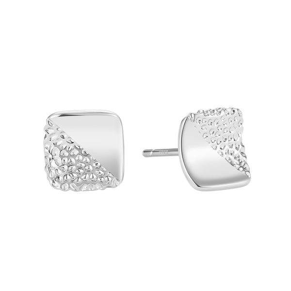 BVFE0797 Geometric Blocks Dual Texture Stud Earrings