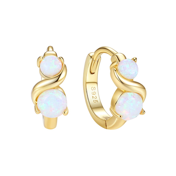 VFE1328 Infinite Double Opal Hoop Earrings