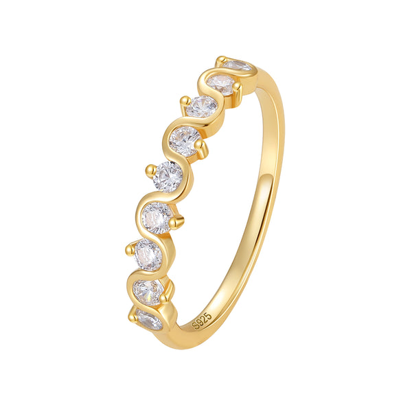 VFJ0463 Wavy CZ Eternity Band Ring