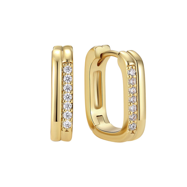 BVFE1350  Rectangular Double Band Hoop Earrings