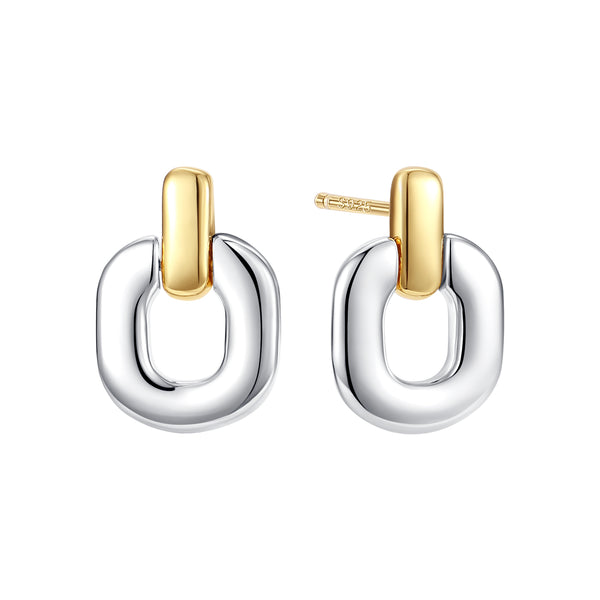BVFE1348 Square Two Tone Stud Earrings