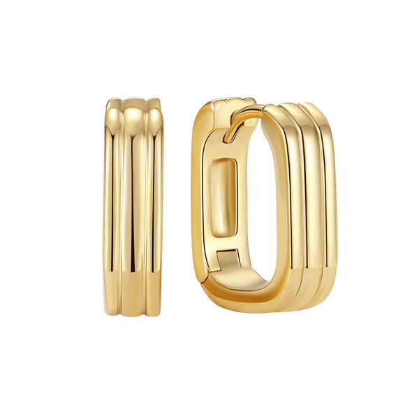 BVFE1352 Triple Row Rectangle  Huggie Earrings