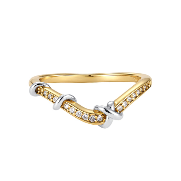 VFJ1362 Two-Tone Curved Wave Ring