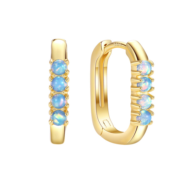 VFE1323 Rectangular Opal Hoop Earrings
