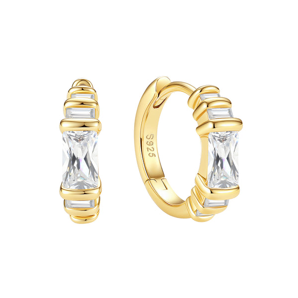 VFE1216 Baguette CZ Hoop Earrings