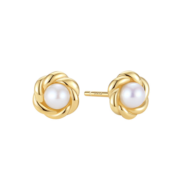 VFE1429 Twisted Pearl Stud Earrings