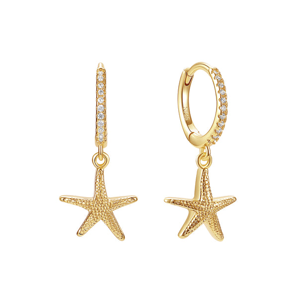 BVFE0804  Starflish Dangle Hoop Earrings