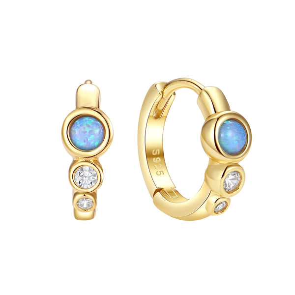 VFE1329 Triple Stone Hoop Earrings