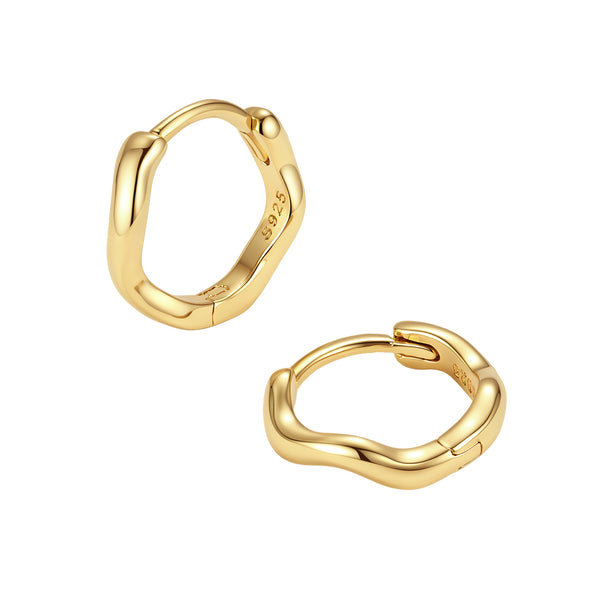 VFE1357 Wave Polish Huggie Hoop Earrings