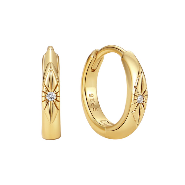 VFE1365 Starburst Huggie Hoop Earrings