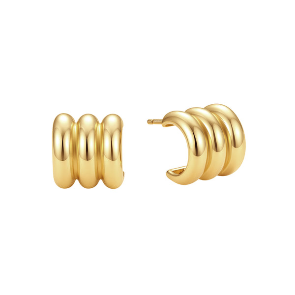 BVFE1347 High Polish Triple Row Half Hoop Earrings