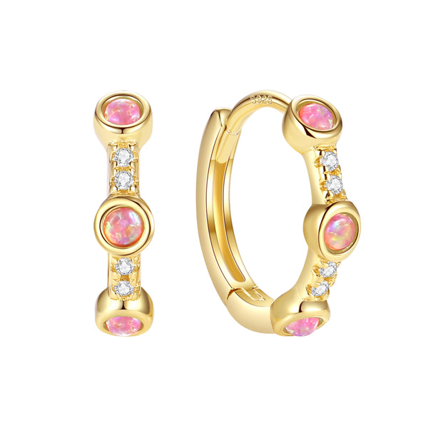 VFE1324 Round Opal Hoop Earrings