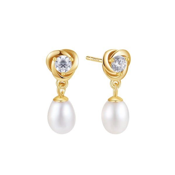VFE1431 Twisted Pearl Dangle Earrings