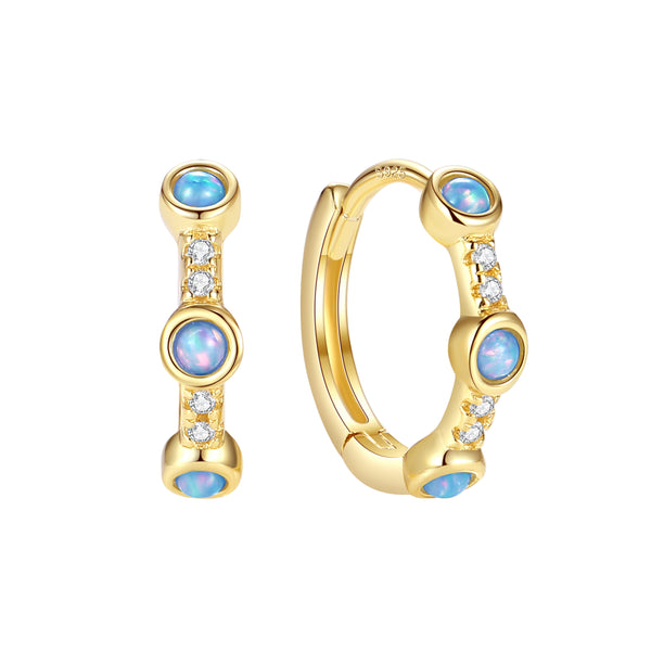 VFE1324 Round Opal Hoop Earrings