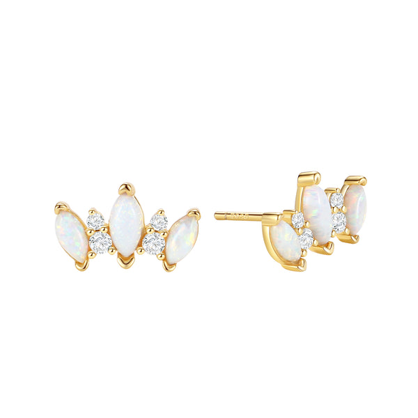 VFE1310_17 White Opal Stud Earrings