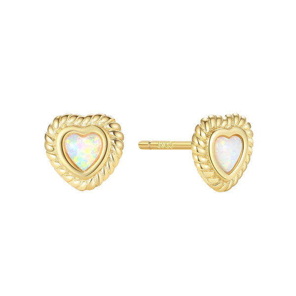 VFE1313 Twisted Heart Opal Stud Earrings