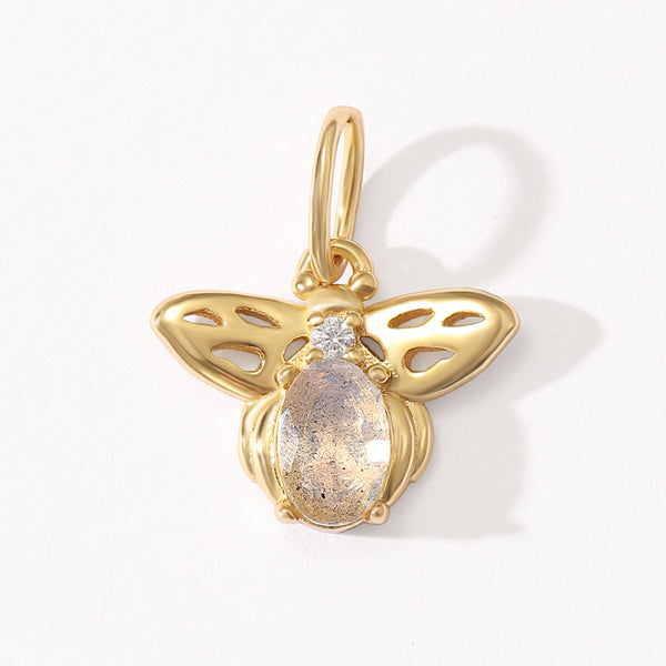 VFD0744 Oval Moonstone Bee Charm