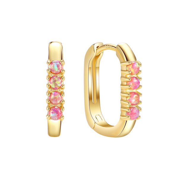 VFE1323 Rectangular Opal Hoop Earrings