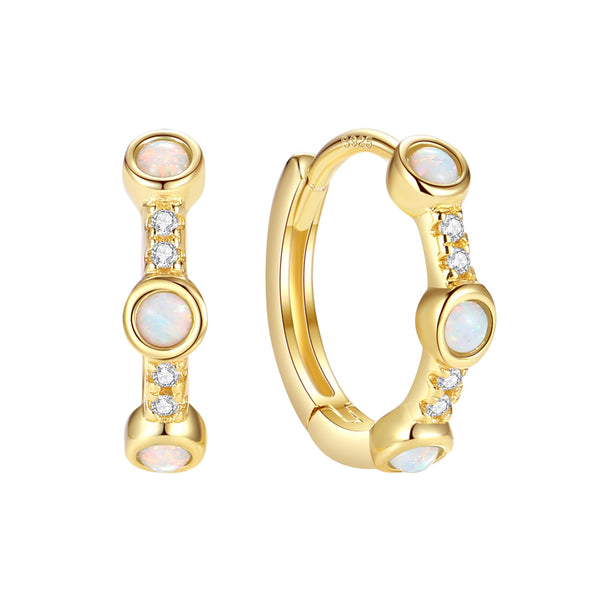 VFE1324 Round Opal Hoop Earrings